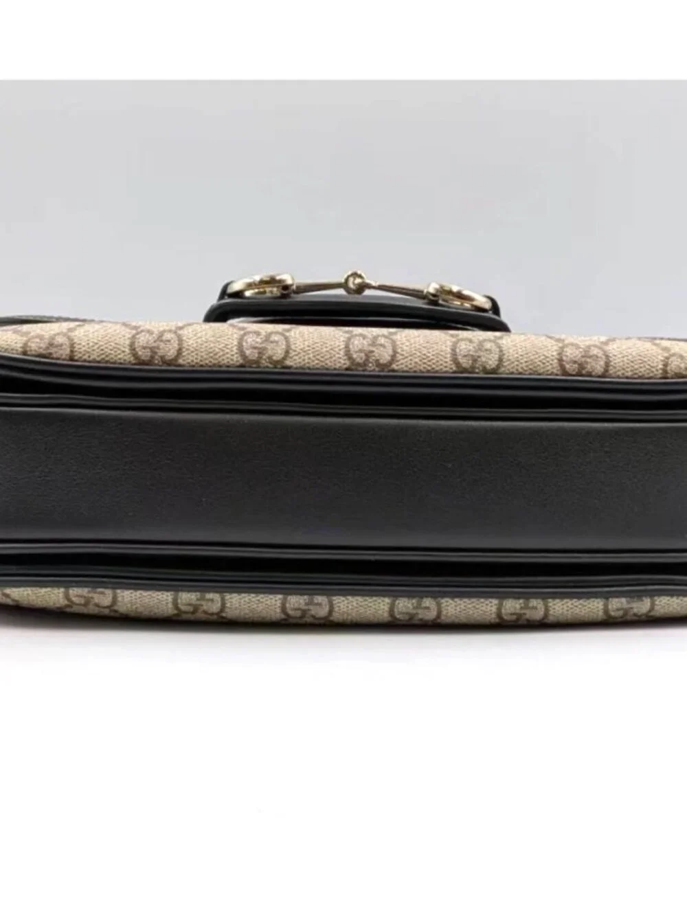 Gucci GG Supreme Monogram Canvas Horsebit 1955 Medium Flap Bag Beige Black Ebony - Picture 6 of 15
